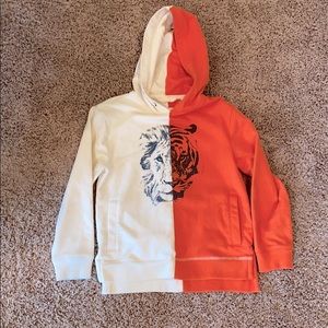 Half Lion Half Tiger Boys Hoodie in Size 6/7